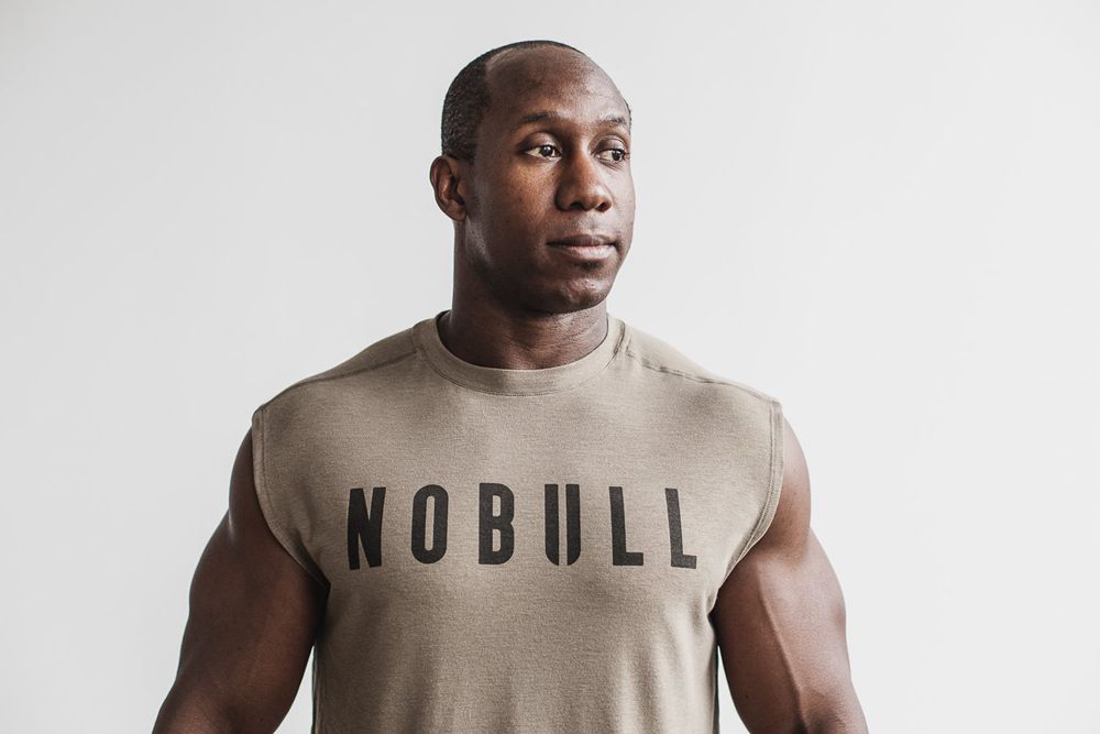 T-Shirts NOBULL Homme Marron - NOBULL Sin Mangas,France (7146-IXOAZ)